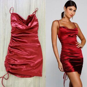 Windsor Formal dress S Satin cowl neck l Ruched Mini prom Dress